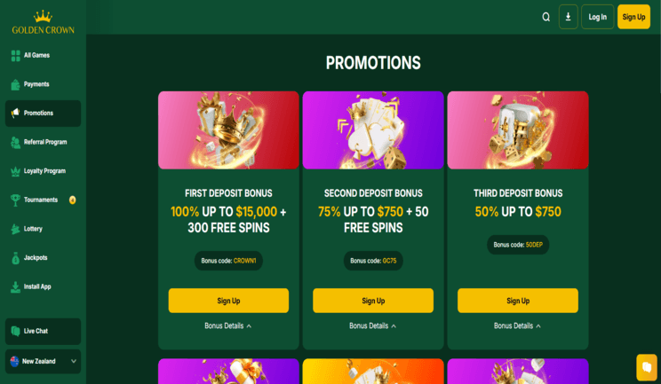 Golden Crown Casino – Game Lobby